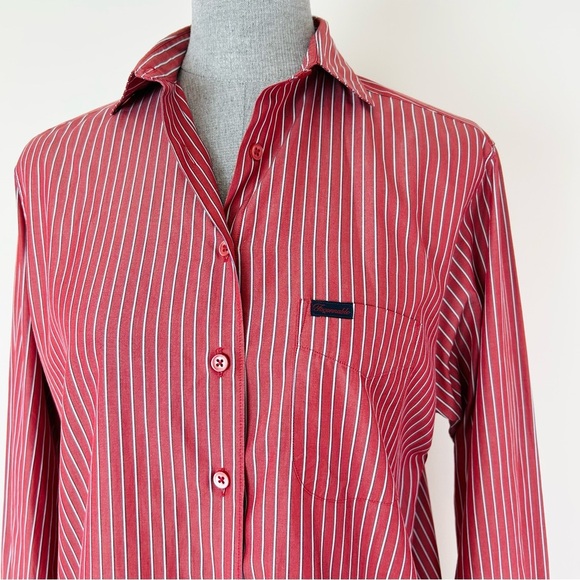 VTG Faconnable Red Striped Button Down Shirt - Picture 1 of 10